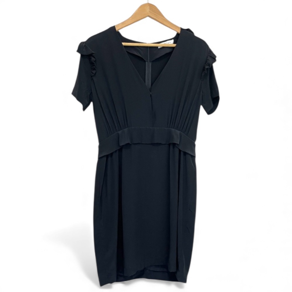 Sandro 100% Silk V-Neck Mini Dress - Size 8